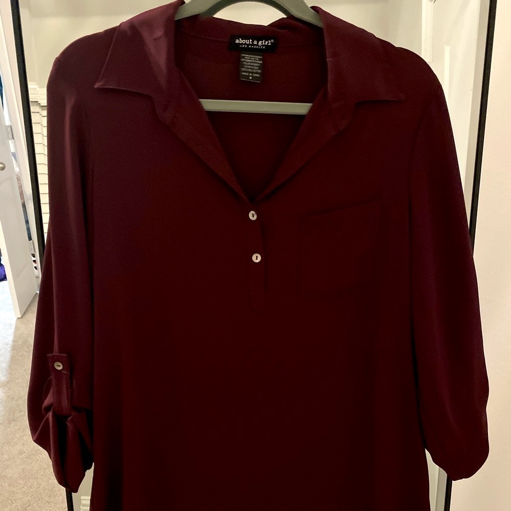 **3/$10!!!** about a girl | Purple Boysenberry Button Up V Neck Blouse